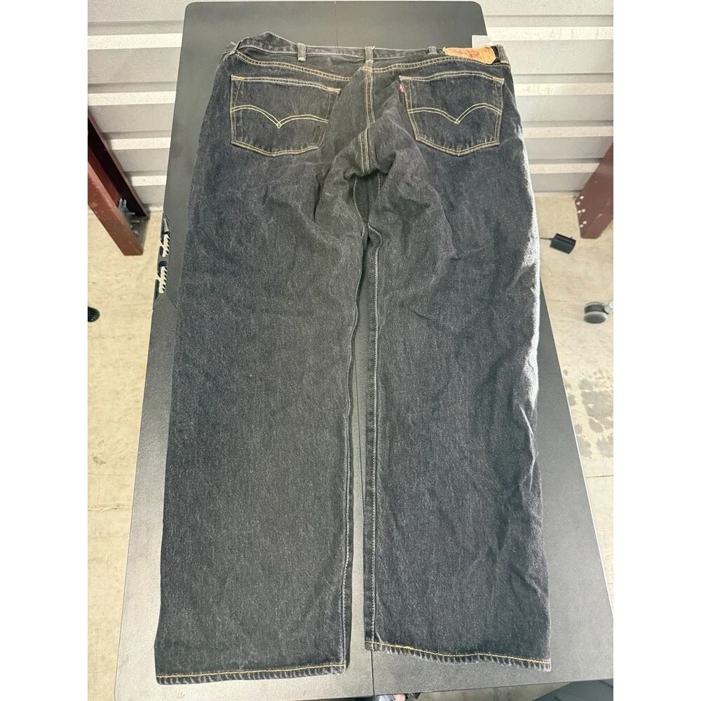 Levi's Men's Black Dark Wash Denim Jeans Straight Regular Fit Mid Rise Button
